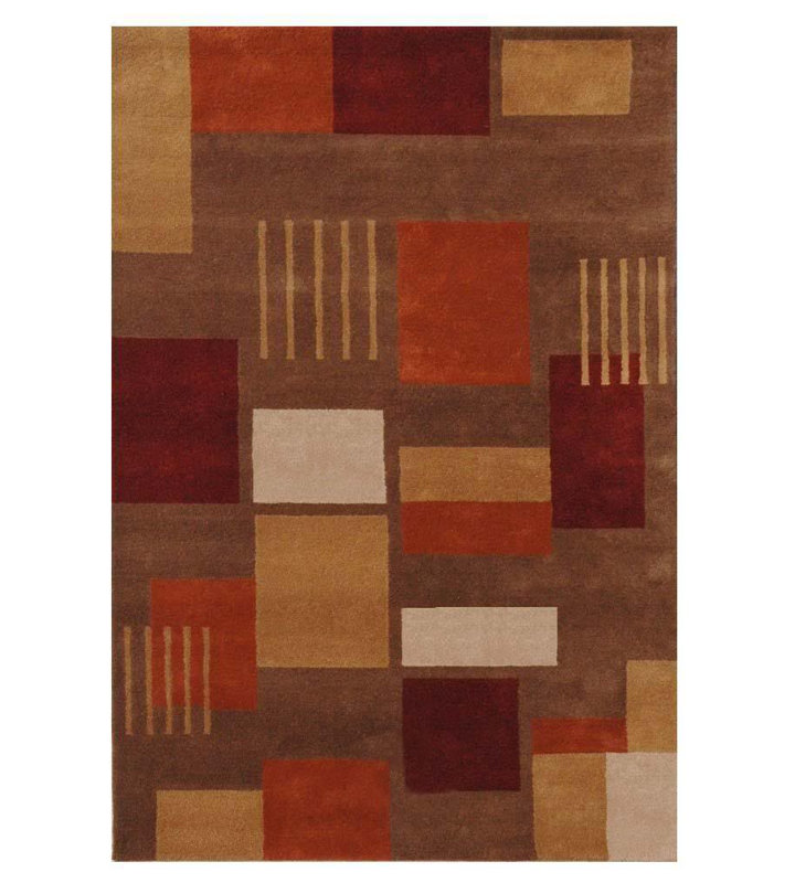 Acura Rugs Esquire Geometric Handmade Tufted Wool Red Brown Area Rug Wayfair